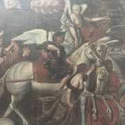 Huile sur toile, encadrement en bois doré, XVIII siècle