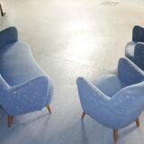 Set sofa and 2 armchairs vintage 50/60s organic fabrics vintage original