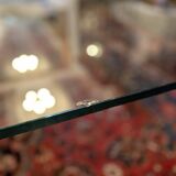 Vintage Hollywood Style Coffee Table - Glass, Brass & Fluted Legs,