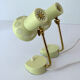 Pair of vintage 50s bedside table lamps, white yellow, laitonon, opaline