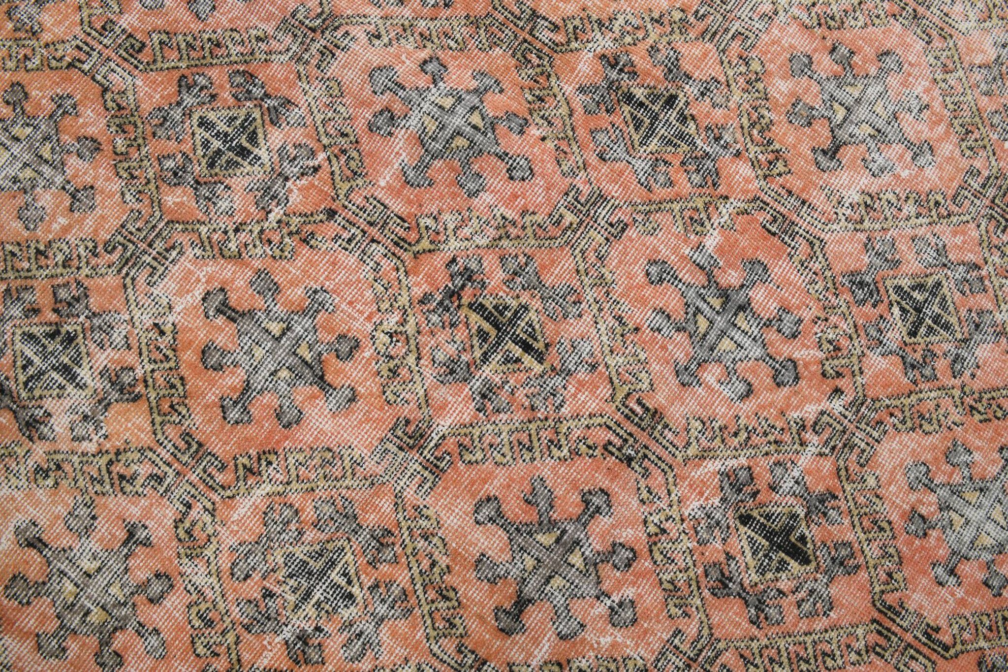 7x10 Pumpink Orange & Black Persian Rug, 208x316Cm