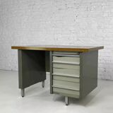 1950s industrial desk in metal and wood Remington Rand Fran