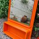 Vintage orange sixties molded plastic shelf mirror no shipping
