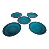 Ceramano - Allemagne de l'Ouest - modèle Saphir - 5 assiettes - céramique - années 1960