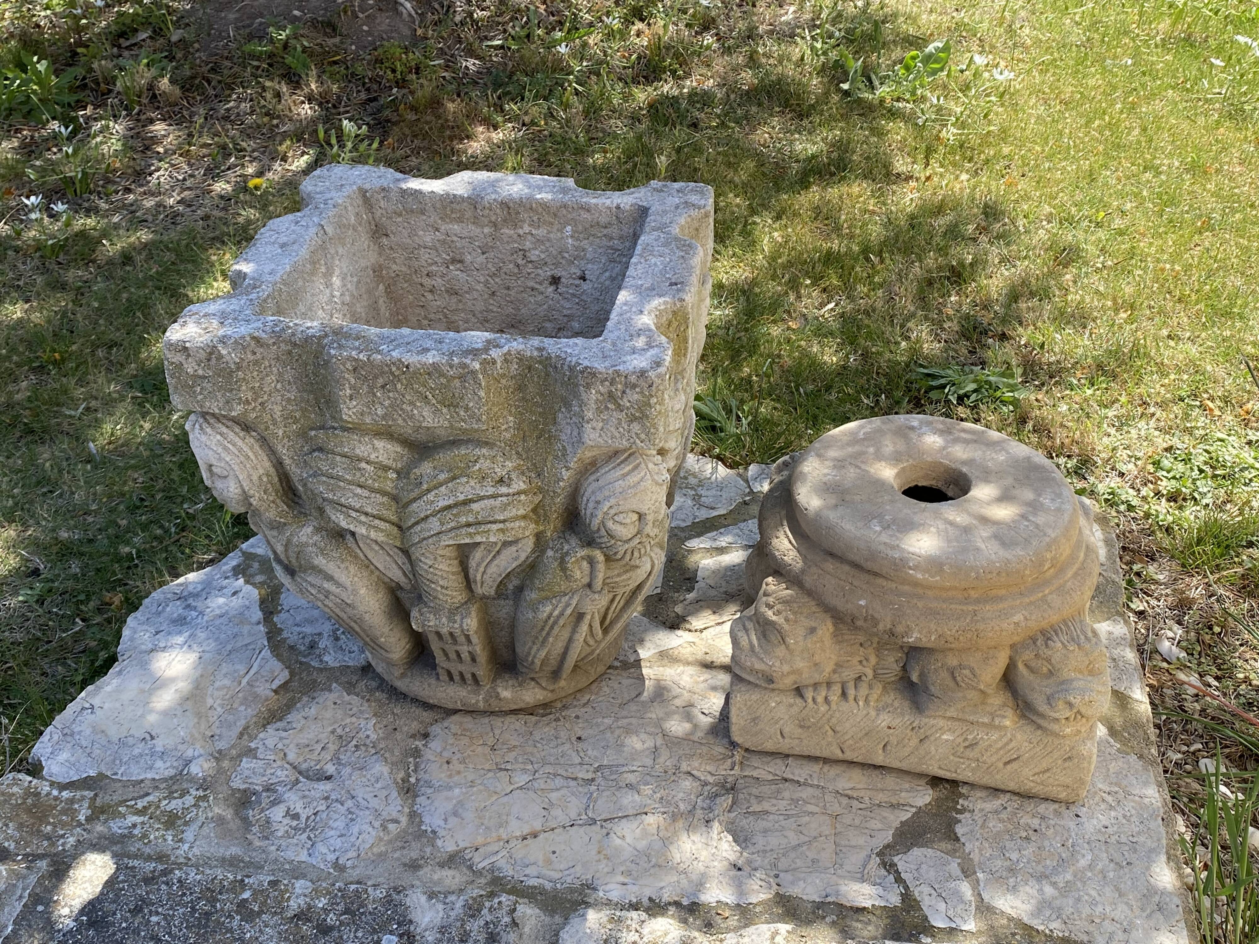 Pair of stone planters, 1930, 60x30cm