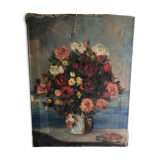 Oil on canvas ancient Bouquet of flowers
