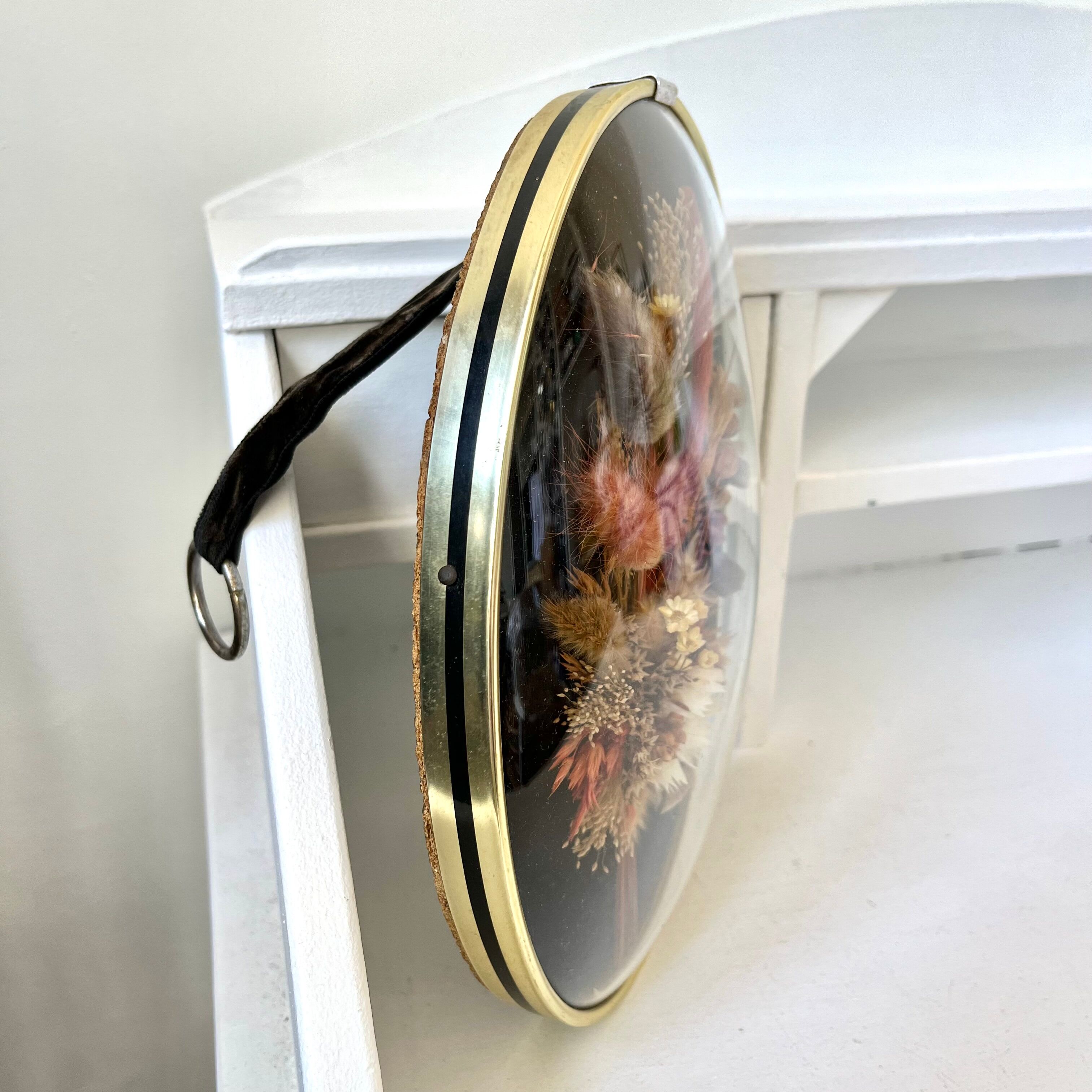 Cadre verre bombé fleurs séchées