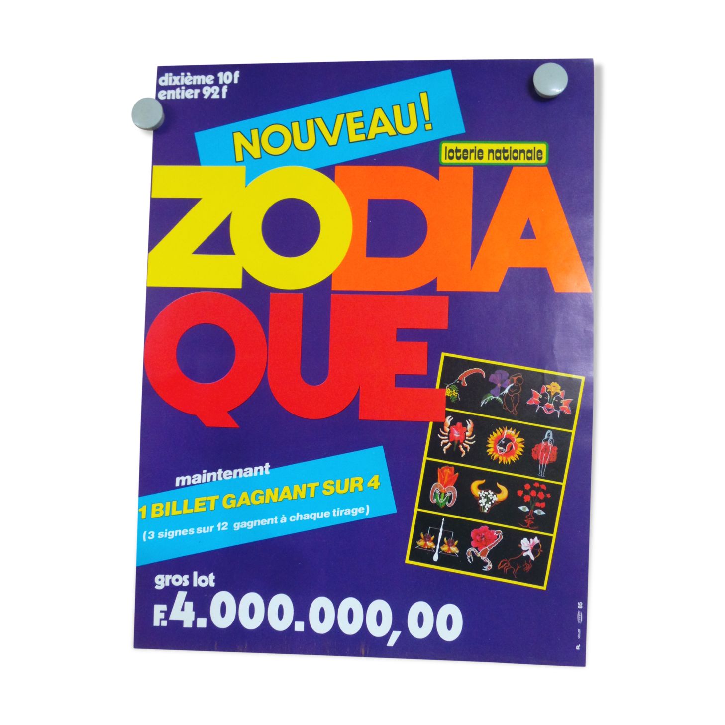 Original national zodiac lottery poster new 1985