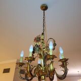 Set of painted metal chandeliers with flower decor