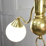 Art Deco Italian Brass and Opaline Chandelier