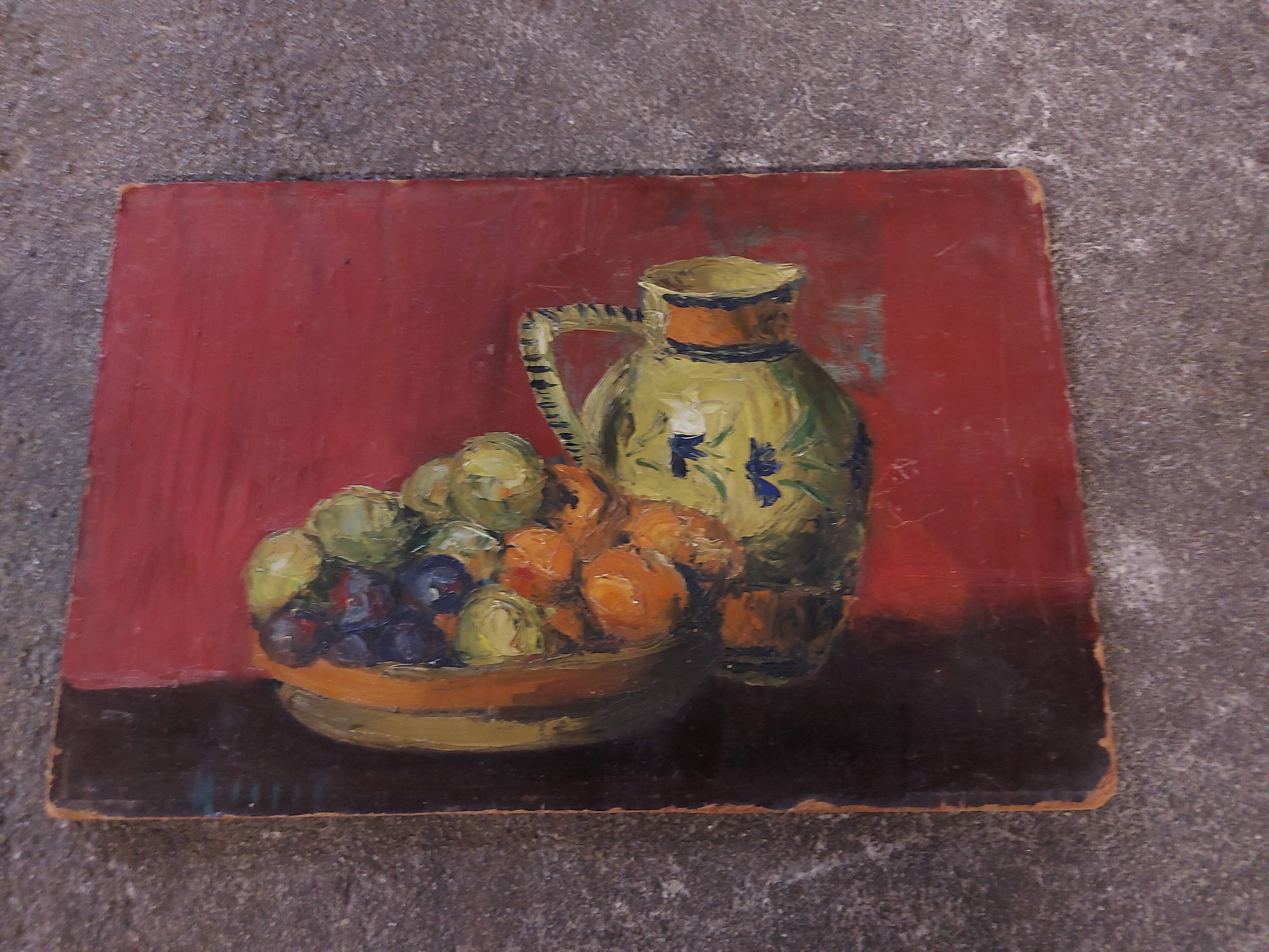 Painting, oil on panel, still life