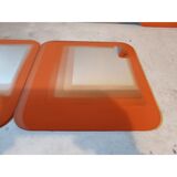 3 vintage orange glass mirrors