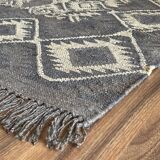 Jute-Wool Handwoven Kilim Rug, Living Area, Indian Traditional RUG\CARPET