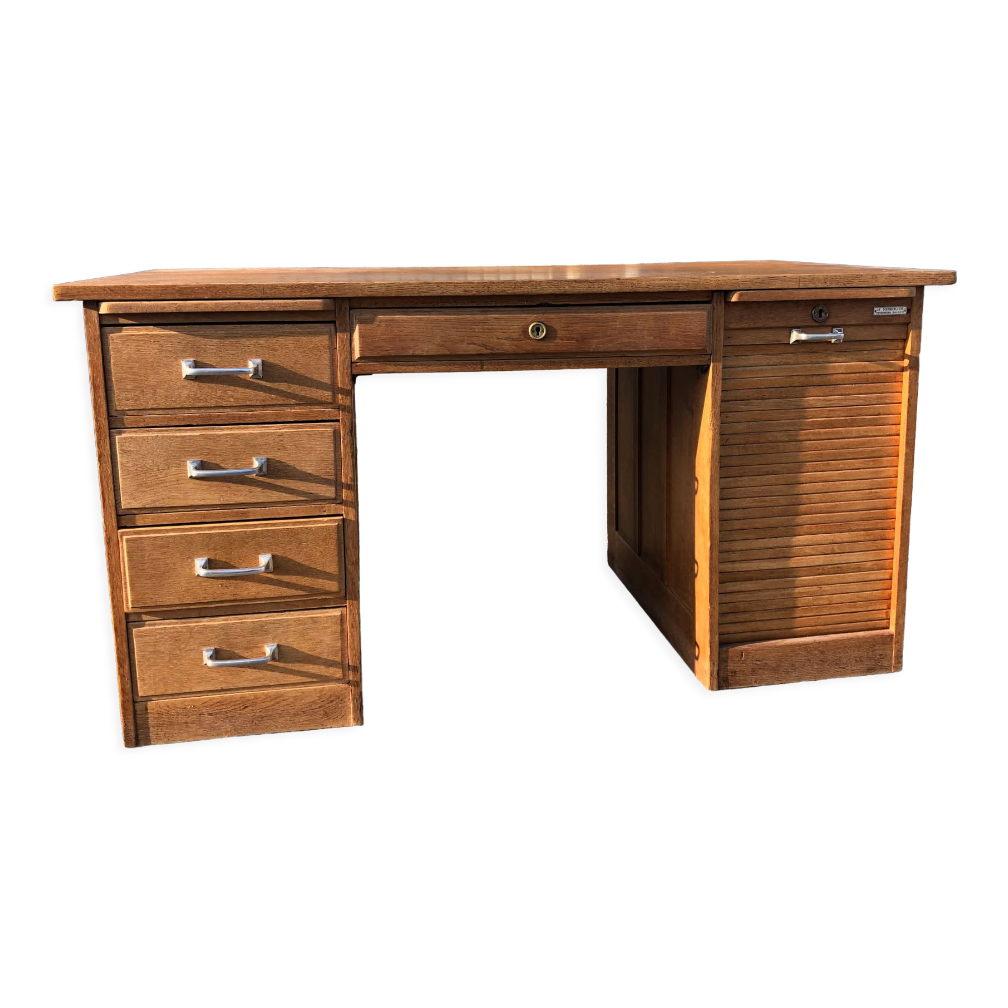 Solid oak office two caissons