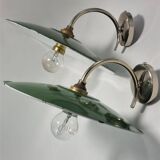 Pair of enamelled sheet metal wall lights