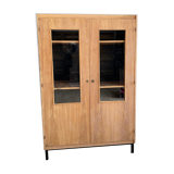 Bookcase in raw wood & metal feet