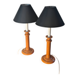 Pair of "Albret Rodez" lamps in dark salmon ceramic 53x25 vintage