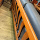 Scandinavian bench in solid teak and faux leather 1970