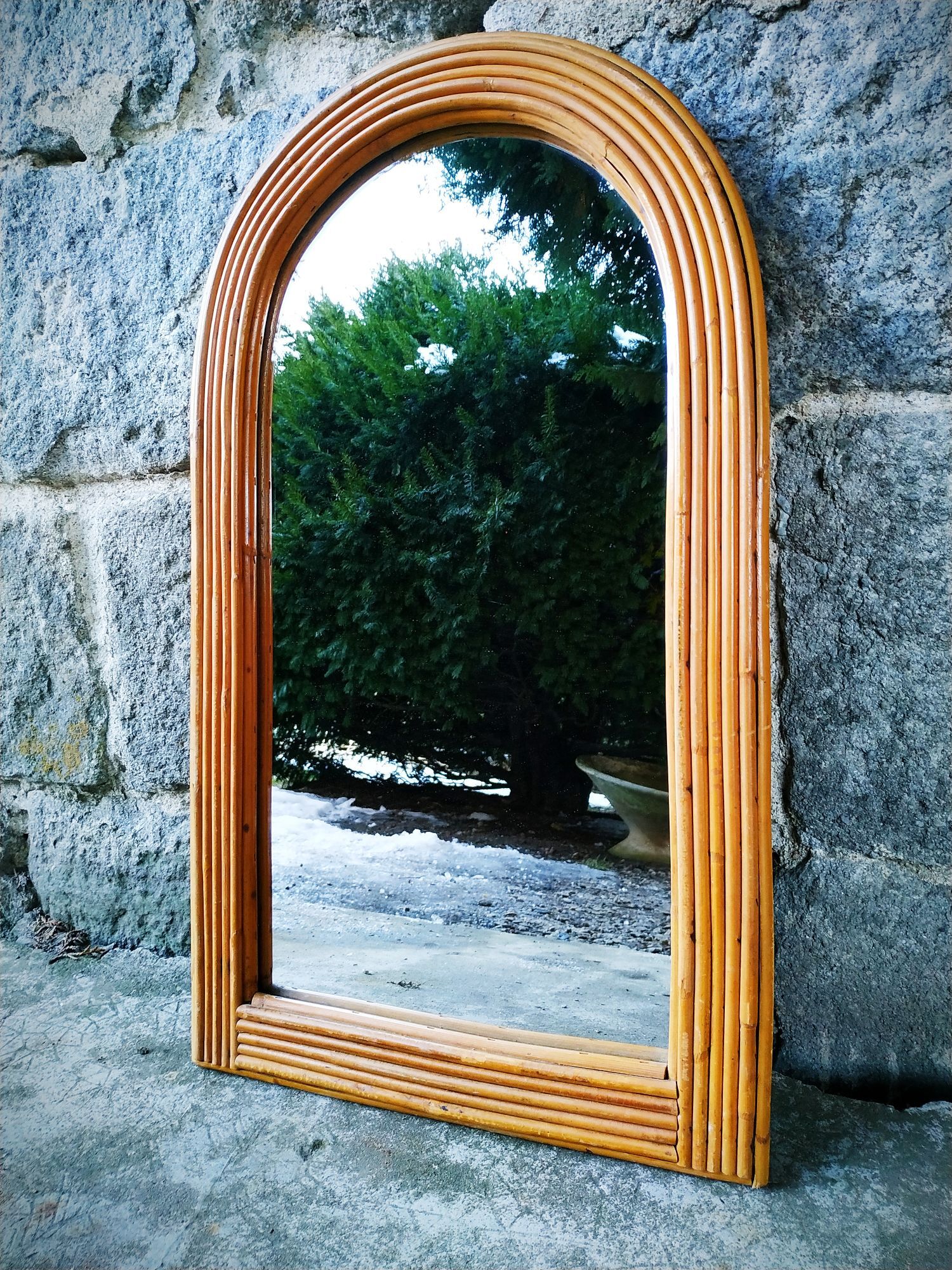 Rattan mirror 35x60cm