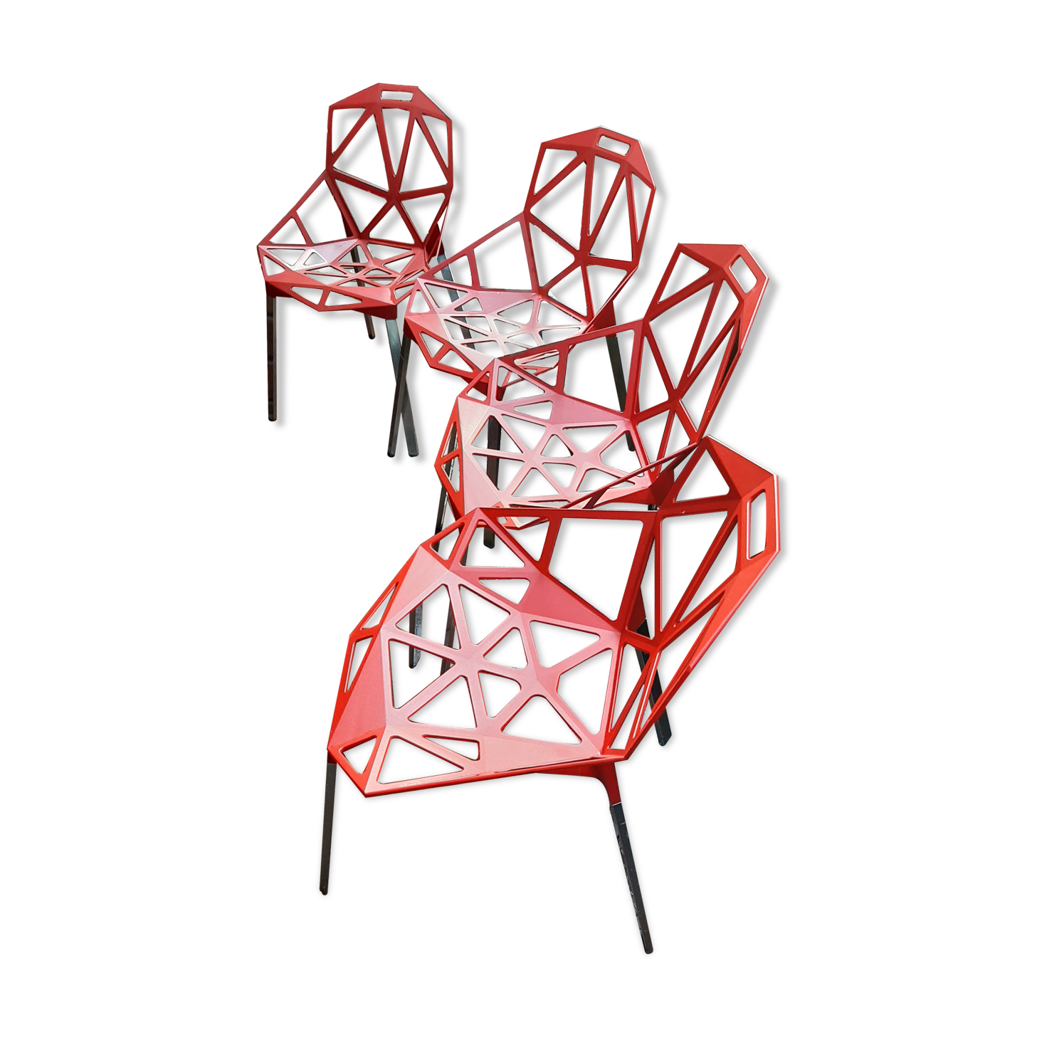 Set of 4 Magis One Konstantin Grcic aluminum chairs