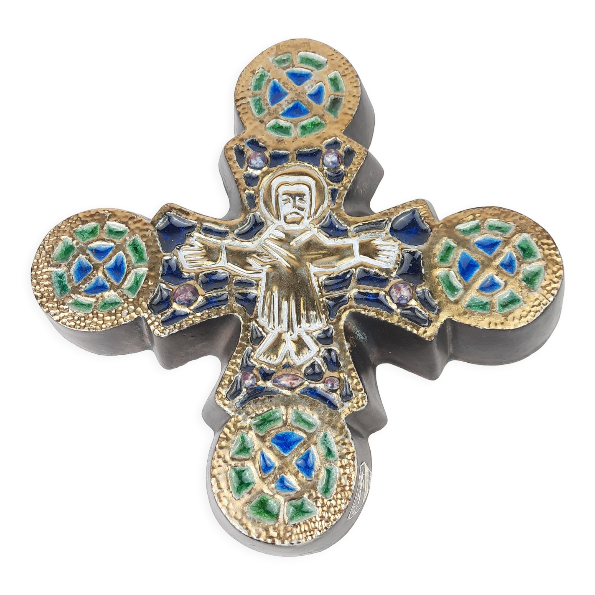 Art deco roger guérin bouffiloux ceramic cross