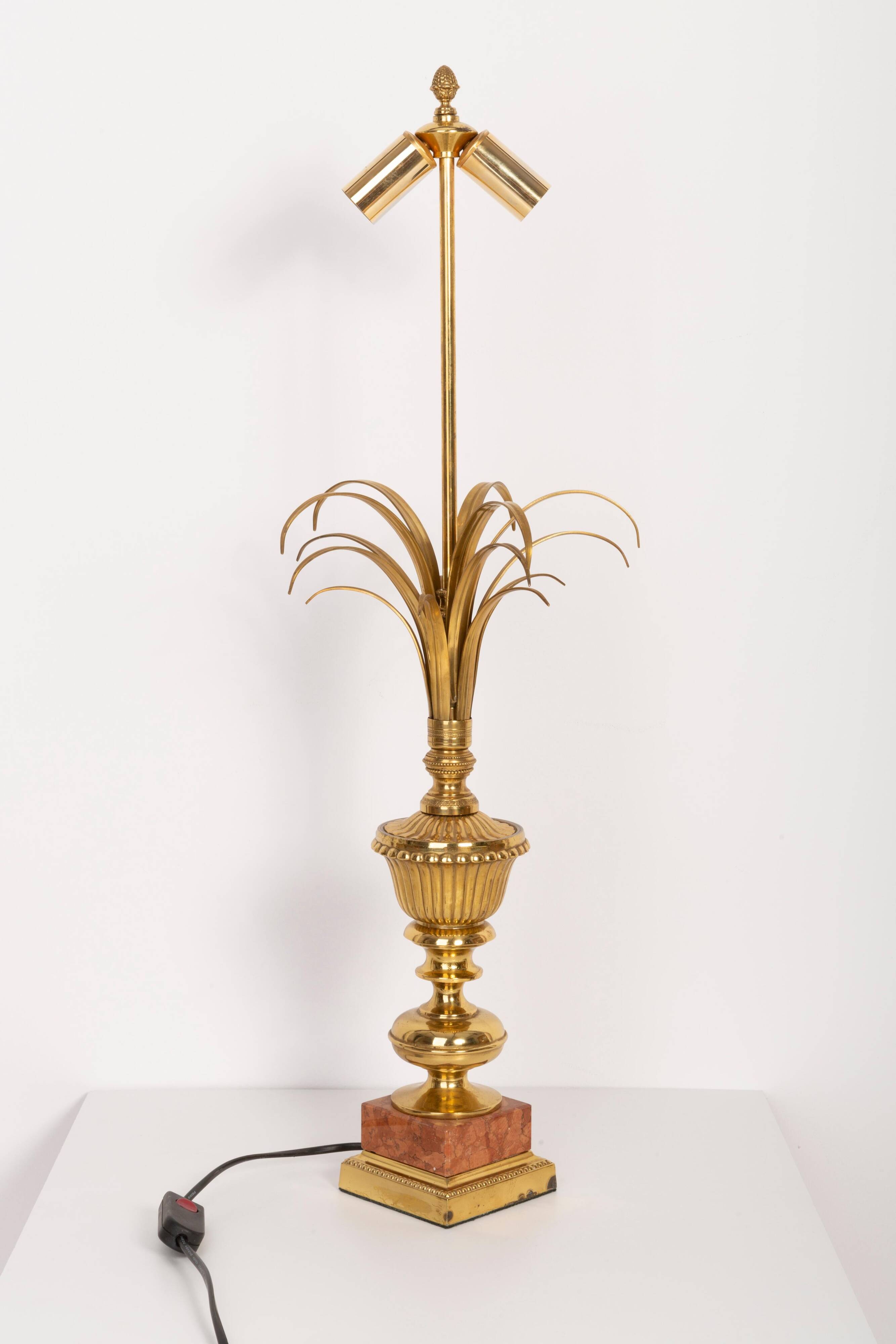 Mid-Century Hollywood Regency Orange Velvet Table Lamp, France, 1960s