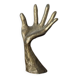 Sculpture en bronze main vintage baguier artisanal objet de décoration