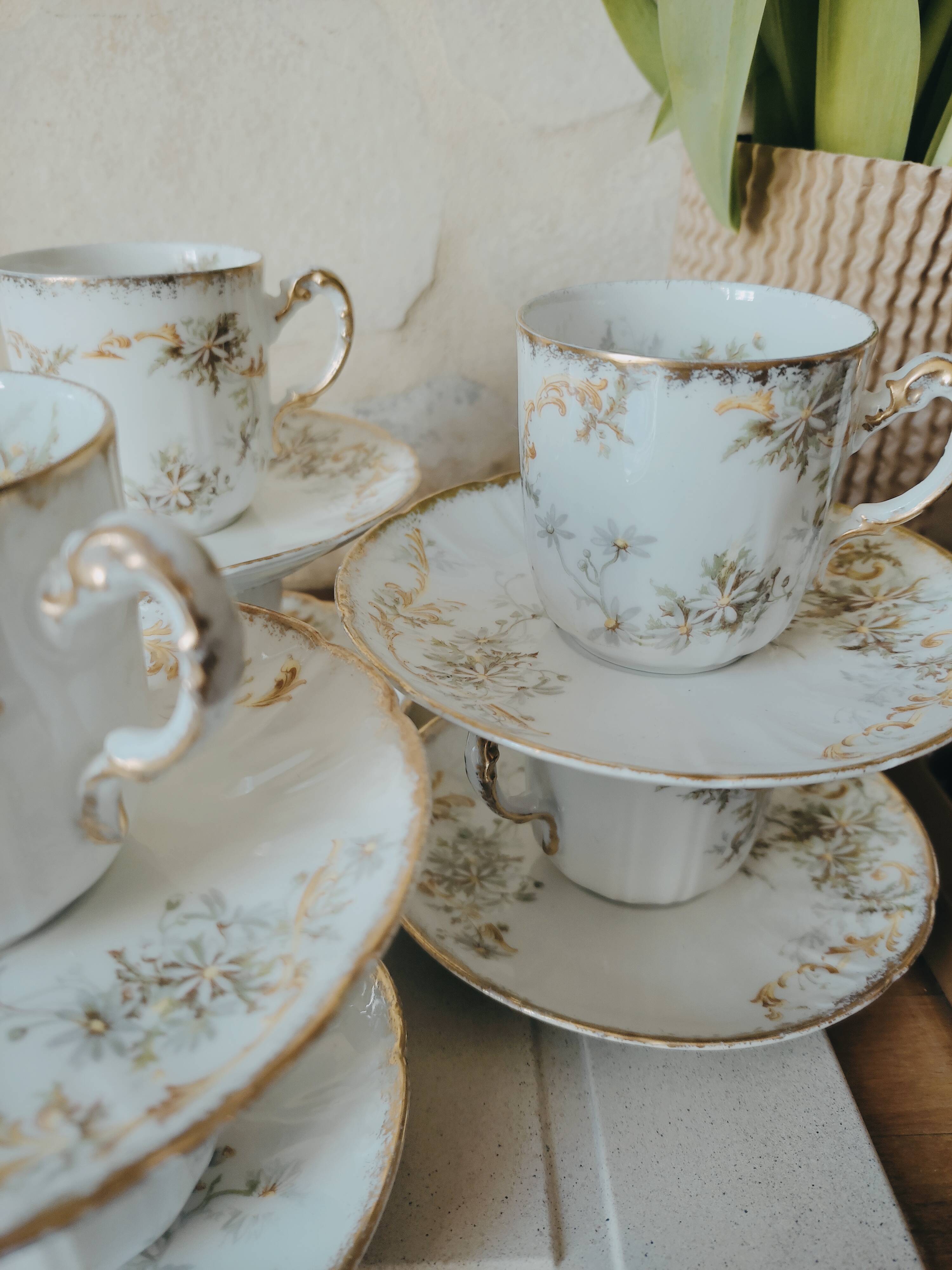 6 fine porcelain coffee cups