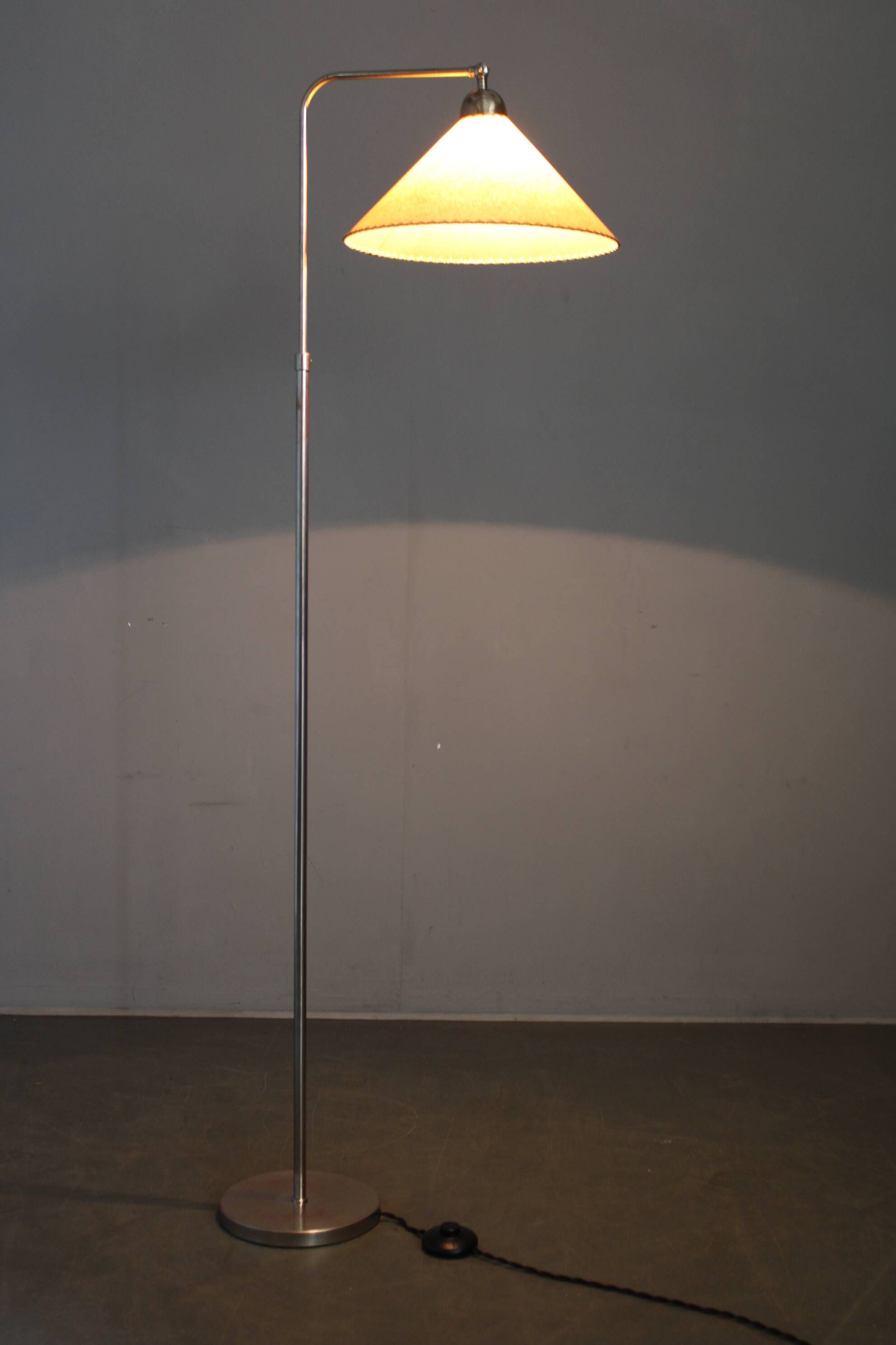 Adjustable Art Deco floor lamp, nickel, Czechoslovakia, 1930s