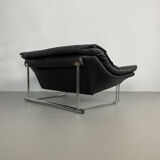 Postmodern leather and chrome sofa, c.1970