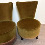 pair of toad chairs, Napoleon III period, Genoa velvet-style fabrics