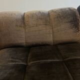 Modular corner sofa in brown fabric and metal