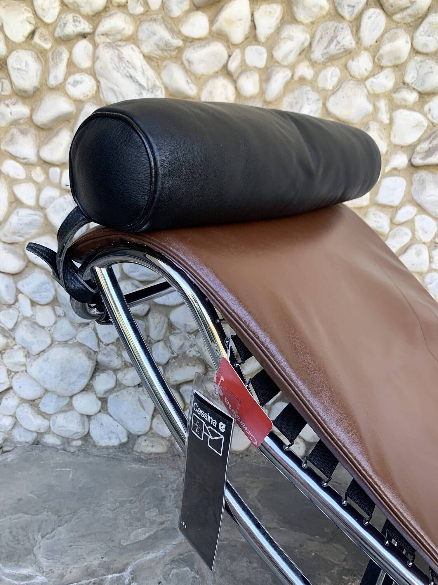 LC4 brown leather by Le Corbusier, Jeanneret & Perriand, Cassina, 1980