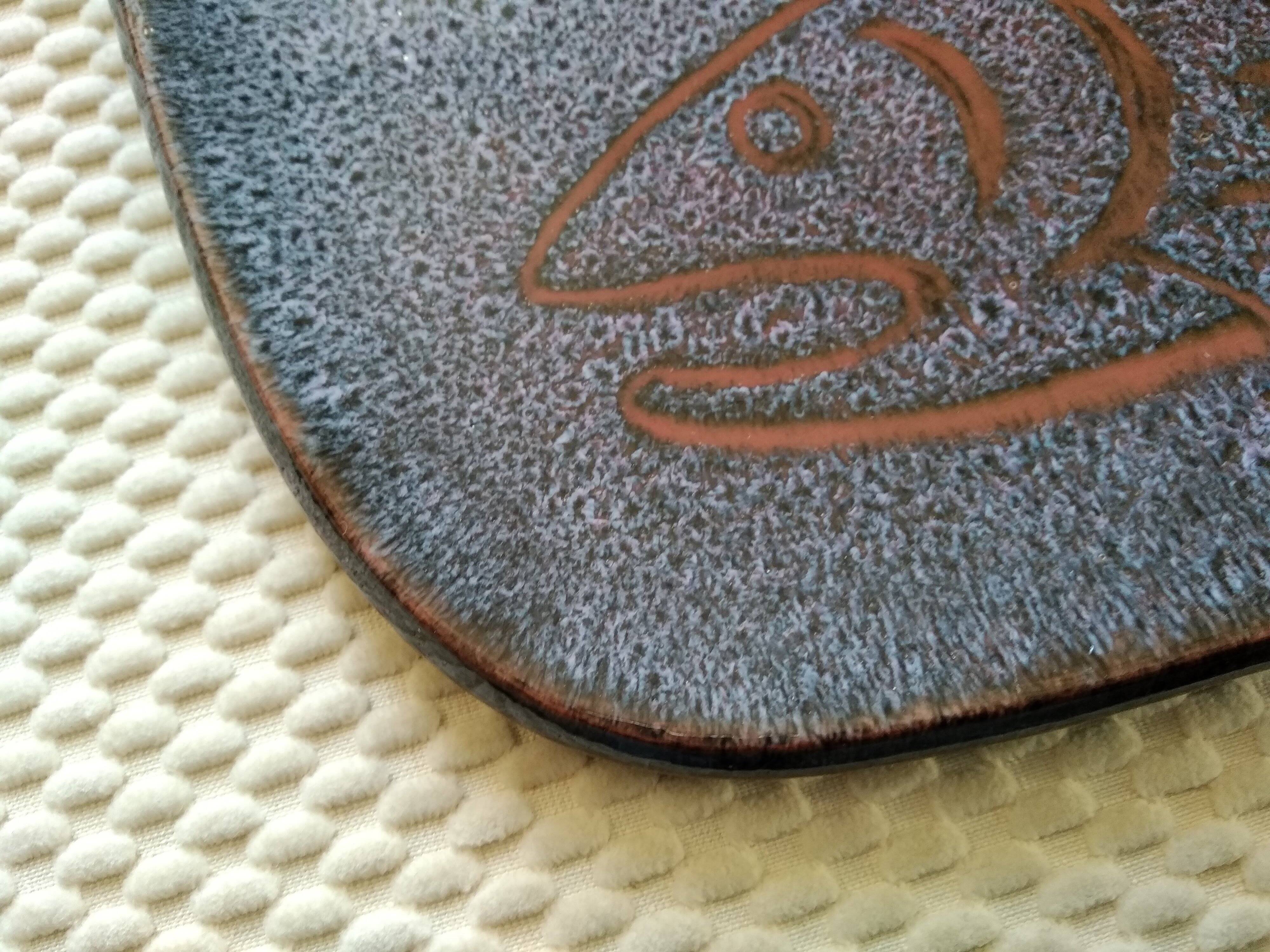 Ceramic dish with fish decoration, Notre Dame du Bec Abbey, 1960s