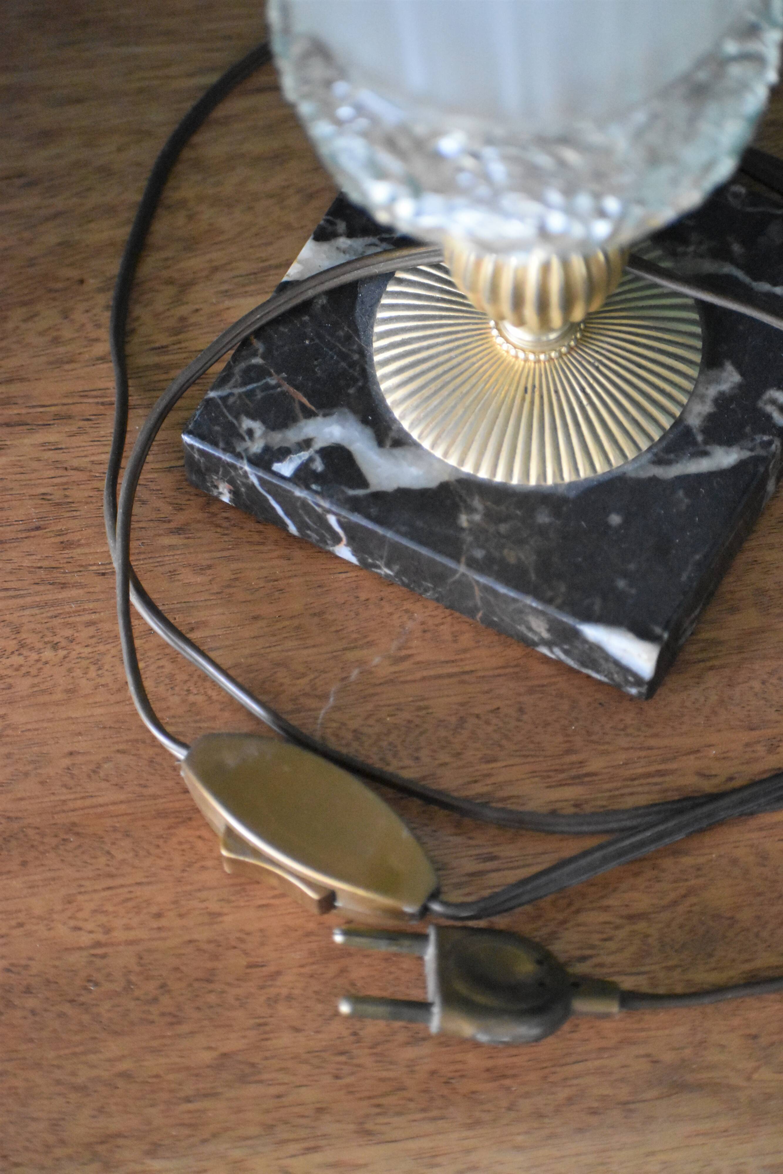 Art Deco marble foot lamp