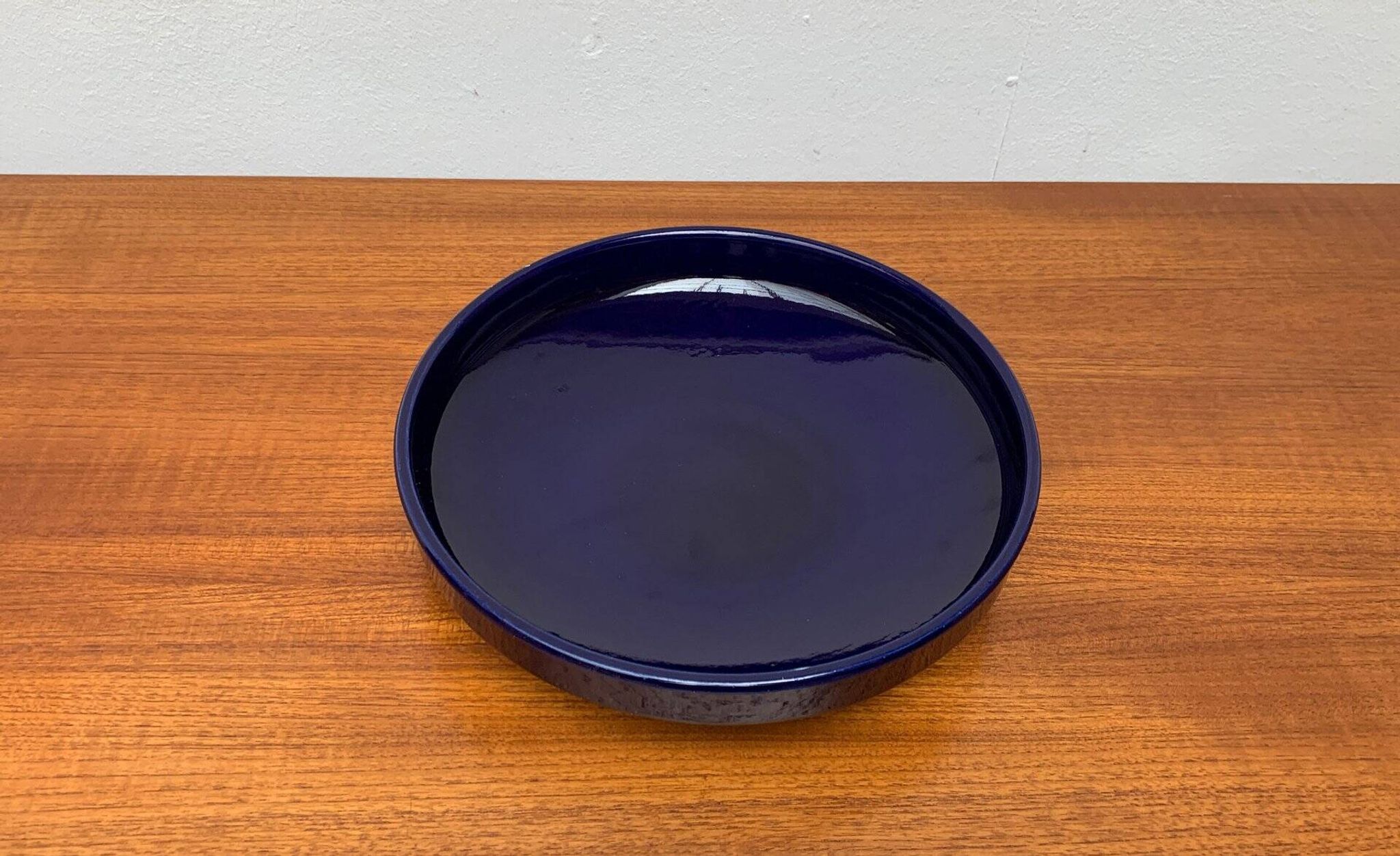 Dark blue pottery bowl from West Germany from the mid-century, 1960s.