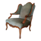 Vintage Louis XV style wing chair, light green velvet