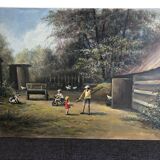 Huile sur carton scène pittoresque russe