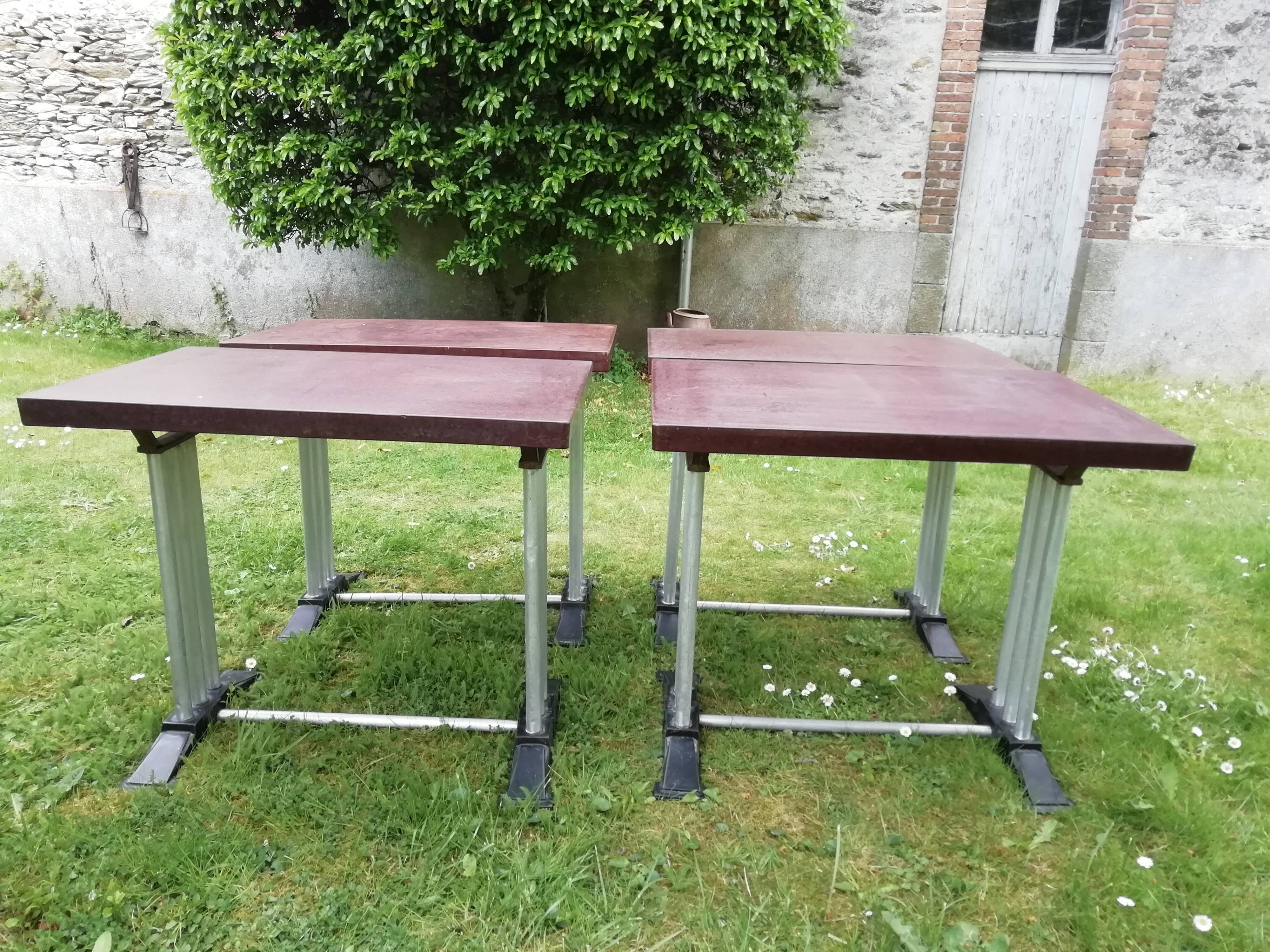 Lot of 4 tables bistro "Lelong"