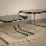 Two glass and chrome nesting tables 1970