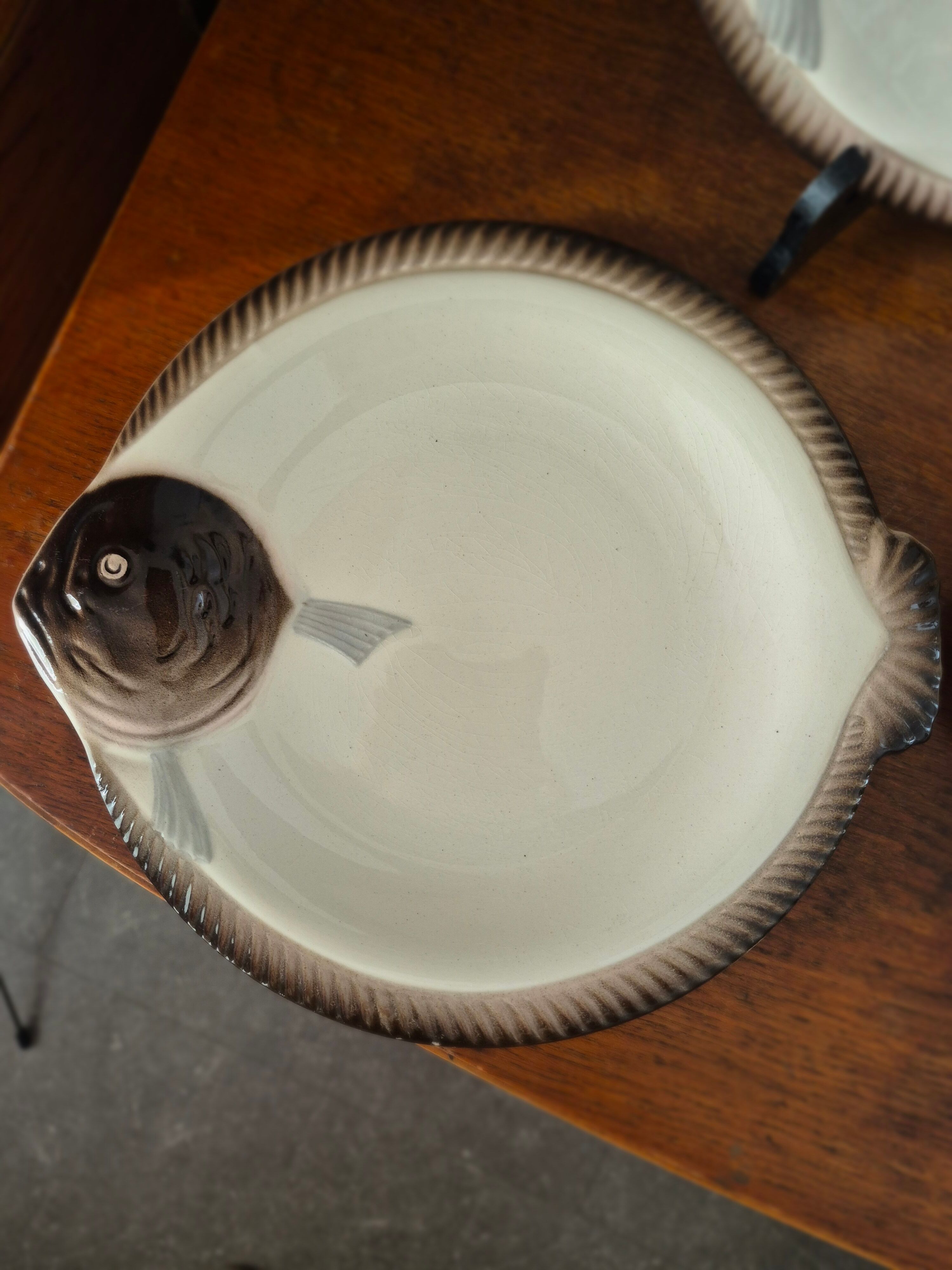 3 vintage fish plates Longwy Copenhagen