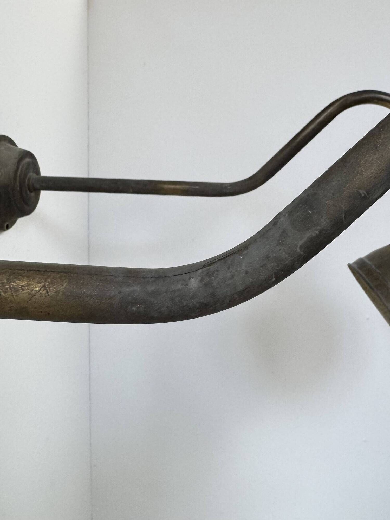 Pair of XL patinated brass wall lights, France, 1970.