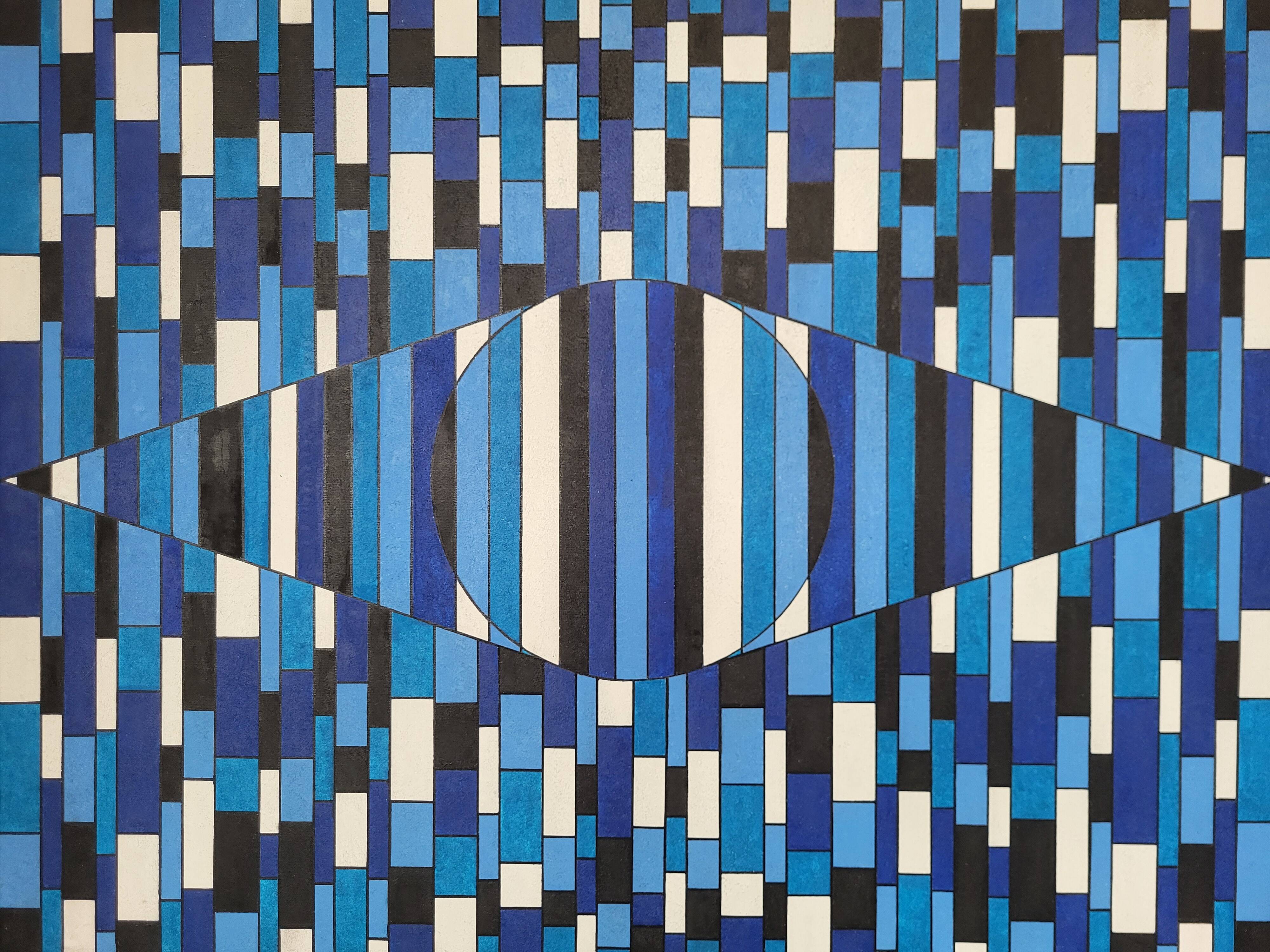 Blue lines HST oil on canvas signed Francis Bobin 2023