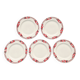 Set of 5 flat plates Céranord Saint-Amand with red floral decoration.