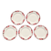 Set of 5 flat plates Céranord Saint-Amand with red floral decoration.