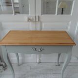 Console, side desk of beautiful craftsmanship re-enchanted in verdigris
