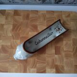 Pig sausage dish in beige and enamelled brown ceramic - aperitif - aperitif