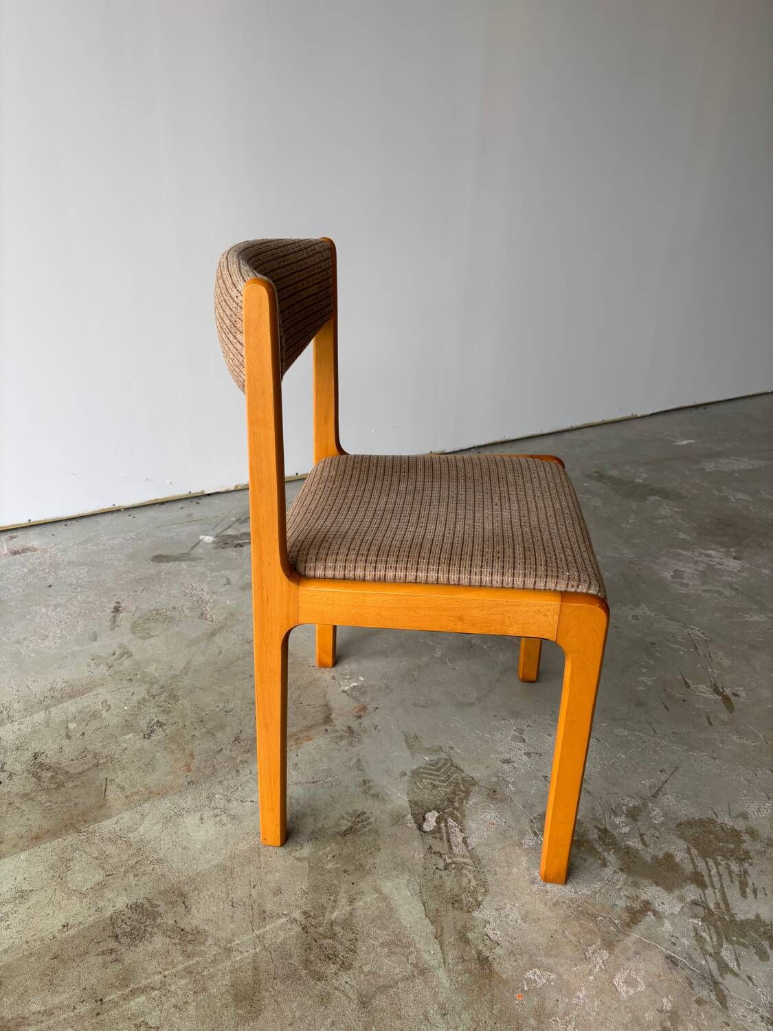 Set of 6 Self brand chairs in beech with wool seat