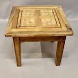Table basse dessus parquet ancien marqueté
