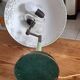 Vintage lamp green lacquered metal and brass
